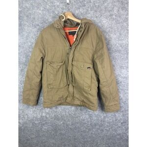 Vintage Quicksilver Jacket Men's Medium Utility Hooded Canvas Y2K Surf Coat Tan